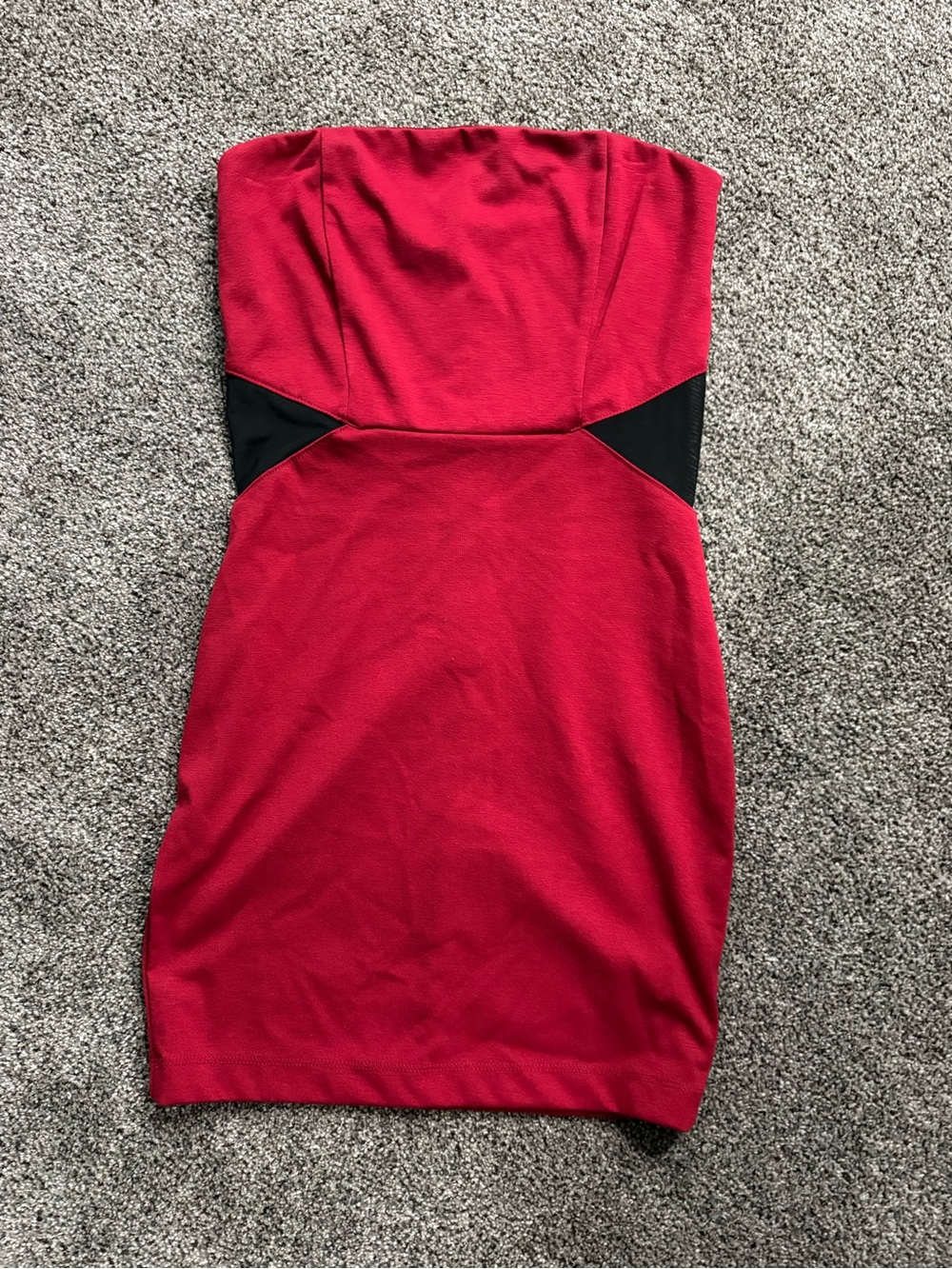 Forever 21 Red Strapless Bodycon Dress with Black Insets